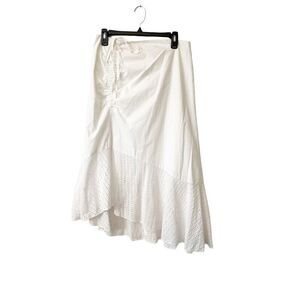 Club Monaco White A-Symmetrical Hem Cotton Midi Skirt Size 10